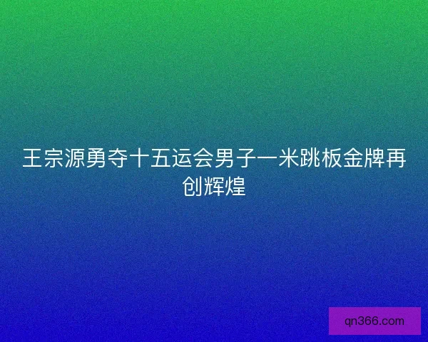 王宗源勇夺十五运会男子一米跳板金牌再创辉煌